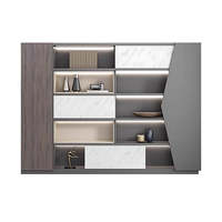 Armoire de rangement moderne minimaliste avec compartiments ouverts et fermés pour le bureau
