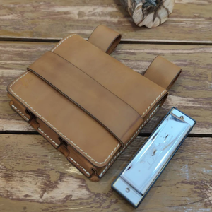 Funda protectora para armónica de cuero PU, funda para órgano bucal para tres armónica diatónica de 10 agujeros - Product Image 5