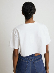Vente en gros, personnalisable, été, 100% coton, jeune et beau, crop top uni, t-shirt à manches courtes pour femmes - Product Image 6