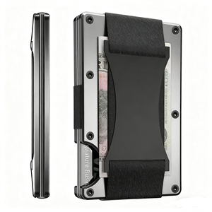 Portefeuille en aluminium personnalisé de haute qualité, portefeuille simple en aluminium pour homme, blocage RFID, porte-cartes de crédit, portefeuille en métal - Product Image 2