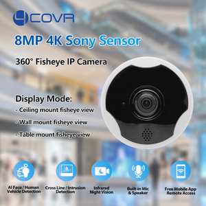 Caméra de sécurité panoramique 360° Fisheye 4COVR 8Mp 4K, vision nocturne, audio bidirectionnel, détection de visage par IA, surveillance CCTV filaire PoE - Product Image 2
