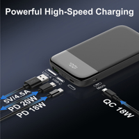 Module de batterie externe 10000 mAh à chargement rapide pour ordinateur portable et téléphone, personnalisable avec logo d'usine, certifié CE, RoHS, FCC, PD 20W, QC 22.5W