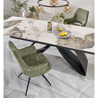 2025 nouveaux meubles de salon de Style moderne ensemble de Table à manger en céramique extensible avec utilisation de jambe en métal de matériel pour la salle de Restaurant