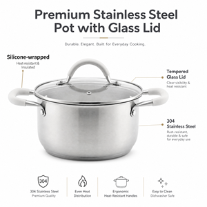 Wholesale Custom Kitchen <strong>Utensils</strong> Stainless Steel Cooking <strong>Pot</strong> Set <strong>Pots</strong> and Pans Set With Silicone Handle 10 Pieces Cookware Set - Product Image 4