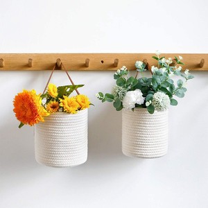 Hanging <b>Basket</b> Cotton Woven Wall Planter Round <b>Small</b> 16x18 Large 18x20 Handmade For Artificial Flowers Decor - Product Image 1
