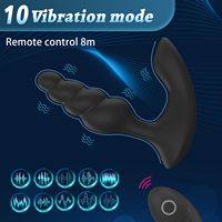 Ylove Ensemble de perles anales en silicone + ABS 100% imperméables avec 10 modes de vibration, emballage en boîte cadeau, jouet sexuel pour adultes