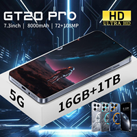 Venta Directa de Fábrica, Teléfono Inteligente Original GT20 Pro de 7.3 Pulgadas HD Android 14, 16GB+1TB, CPU Deca Core, Desbloqueo Facial, 5G Español, 108MP, 65W