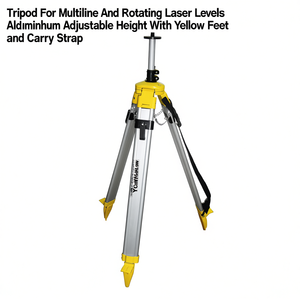 Trípode para niveles láser multilínea y giratorios, altura ajustable de aluminio con patas amarillas y correa de transporte - Product Image 2