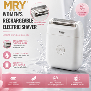MRY Mini Women's Electric Shaver Portable Lady Shaver Rechargeable Body Hair Remover Foil Head IPX6 Waterproof Type-C OEM ODM