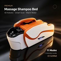 Lit de lavage capillaire électrique massant 4D robotisé avec 11 modes de massage, unité de lavage dorsale réglable en cuir PU pour salon