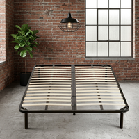 California King Modern Durable Strong Stainless Steel Wood Bed Frame Slat Platform for Upscale Condo Master Bedroom Home