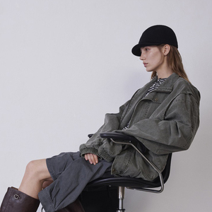 2025 Ladies High Street Blank Retro Vintage Work <strong>Jacket</strong> 100% Cotton Washed Zip up Heavy Canvas <strong>Chore</strong> <strong>Jacket</strong> - Product Image 3