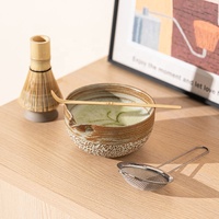Nouveauté : Ensemble de bol à matcha japonais vintage brun en céramique, fouet et agitateur en bambou pour la cérémonie du thé