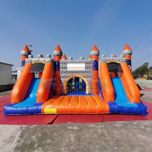 Château gonflable pour enfants Hupfburg Ritterburg, combo château gonflable et toboggan double - Product Image 1