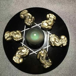 Obsidienne dorée naturelle de haute qualité Pi Xiu, faite à la main, nouvelle <span class=keywords><strong>formation</strong></span> chinoise à sept étoiles, pour souvenir, décoration, cadeau - Product Image 4