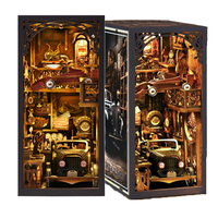 CAYI nouveau lecteur de voiture livre Nook Kit maison de poupée Booknook 3D Puzzle en bois bricolage Miniature Nook livre étagère insérer décor avec lumière