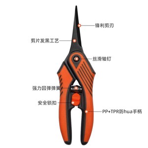 Tijeras de podar para jardinería, de acero al carbono, acabado mate naranja, diámetro de corte de 20-30 mm, tijeras para podar árboles frutales - Product Image 1
