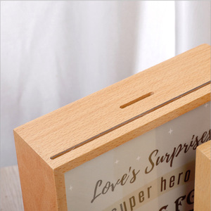 Wooden specimen piggy bank <b>photo</b> <b>frame</b>, solid wood desktop children's <b>photo</b> display stand, 3, 5, 7, 8 inches. - Product Image 4