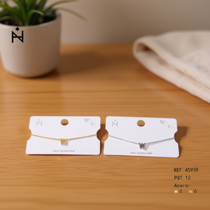 Bracciale in acciaio inossidabile con lettera W, larghezza 6 mm, per donna, gioielli alla moda - Product Image 3