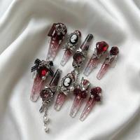 Faux Ongles Press-On Faits Main en Gros, Extra Longs, Forme Stiletto, avec Breloques 3D pour Gala, Ensemble d'Ongles Artificiels de Luxe, Vente Chaude en Gros