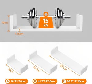 Pack of 3 <strong>50Cm</strong> 35Cm 25Cm U-Shaped Floating Mounted <strong>Shelves</strong> Wood Wall <strong>Shelf</strong> - Product Image 5