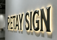 Enseigne lumineuse LED 3D personnalisée avec halo, lettres en métal rétroéclairées pour l'intérieur, signalétique lumineuse pour hall d'exposition, réception, mur