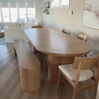 Ensemble table et chaises de salle à manger en bois naturel de style américain, style français vintage, en bois de rondins à grain vertical, personnalisable, mobilier RH