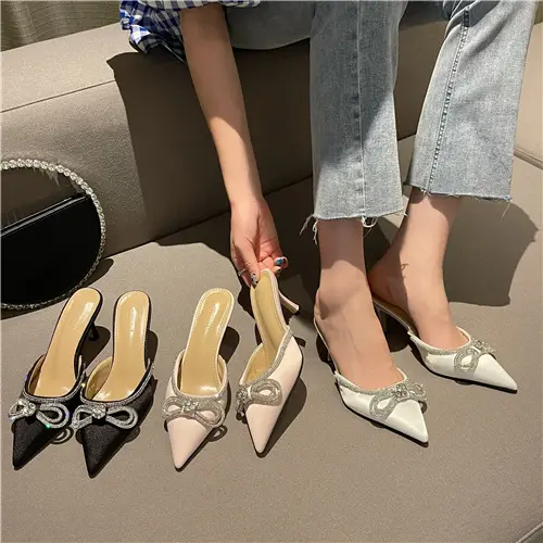 New Fashion Pointed toe heels fashion 2021 summer women slipper sandals shoes Beauty stiletto mule