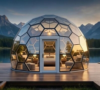 Tentes hôtelières en verre trempé et alliage d'aluminium pour le tourisme culturel en zone scénique, chambres à ciel étoilé, style nid d'abeille, tentes pare-soleil