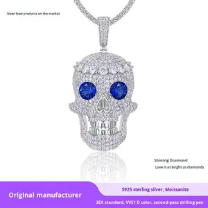 2025 사용자 정의 남자의 펑크 힙합 S925 실버 도금 골드 플라워 컷 모이사나이트 목걸이 뜨거운 판매 열정 펜던트 테스트 - Product Image 2