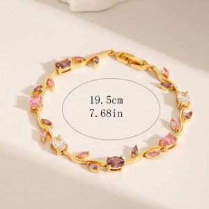 Pulsera de Tulipán con Cristales Chapada en Oro de 18k Resoul, Pulseras Apilables de Lujo con Hojas de Circonio para Mujer, Joyería de Moda - Product Image 5