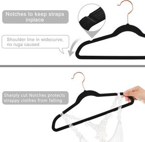 Perchas de terciopelo antideslizantes de una sola capa, resistentes, de hierro, que ahorran espacio, para abrigos y trajes, con barra para corbatas - Product Image 3