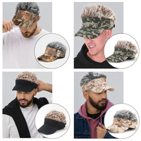 Gorra con Visera y Peluca de Camuflaje para Hombre, Gorra de Moda con Pelo Sintético