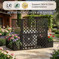 Cache-unité extérieure de climatiseur en métal JH-Mech, personnalisable, flexible, à installation multiple, avec ventilation croisée, grille en losange et trou de drainage pratique