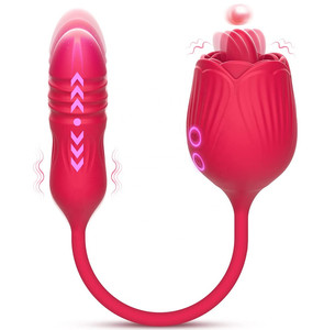 <span class=keywords><strong>2</strong></span>-in-1 Stoßender Dildo & Klitoris-Sauger <span class=keywords><strong>Shemale</strong></span> <span class=keywords><strong>Sex</strong></span>-Vibrator Zungen-Leckender Rosen-Vibrator für Frauen - Product Image 1