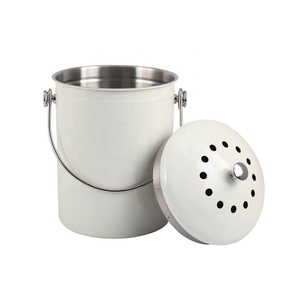 No welding bottom 1.3 Gallon Recycling Pail Bucket white color <b>Compost</b> <b>Bin</b> - Product Image 2