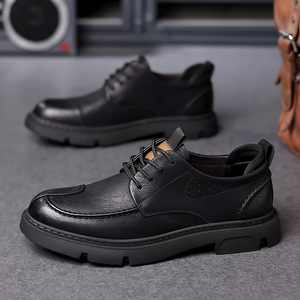 Chaussures décontractées en cuir pour hommes, bout rond, lacets, semelle intermédiaire respirante en EVA, semelle extérieure en caoutchouc, style toutes saisons - Product Image 3
