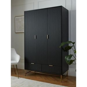 <span class=keywords><strong>Armoire</strong></span> noire pleine hauteur Prima avec portes à fermeture douce et design minimaliste à tons sombres pour chambres modernes - Product Image 5