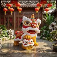 Sculpture de lion dansant de style chinois en résine de fibre de verre émaillée, personnalisée, de grande taille, pour parcs d'attractions et jardins, pour l'extérieur et les fêtes