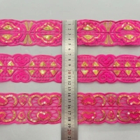 Dentelle florale brodée personnalisée, garniture en dentelle africaine pour décoration DIY, dentelle en polyester organza avec strass et paillettes