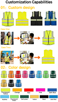 Chaleco de Seguridad Reflectante Personalizado con Logotipo, Todos los Colores, Alta Visibilidad, para Hombre, con Múltiples Bolsillos, para Construcción e Ingeniería