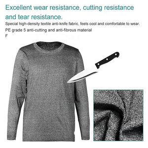 T-<span class=keywords><strong>shirt</strong></span> de sécurité pour homme à manches longues, en tricot uni, résistant aux coupures, <span class=keywords><strong>anti</strong></span>-coupures, respirant, protection contre les piqûres - Product Image 4