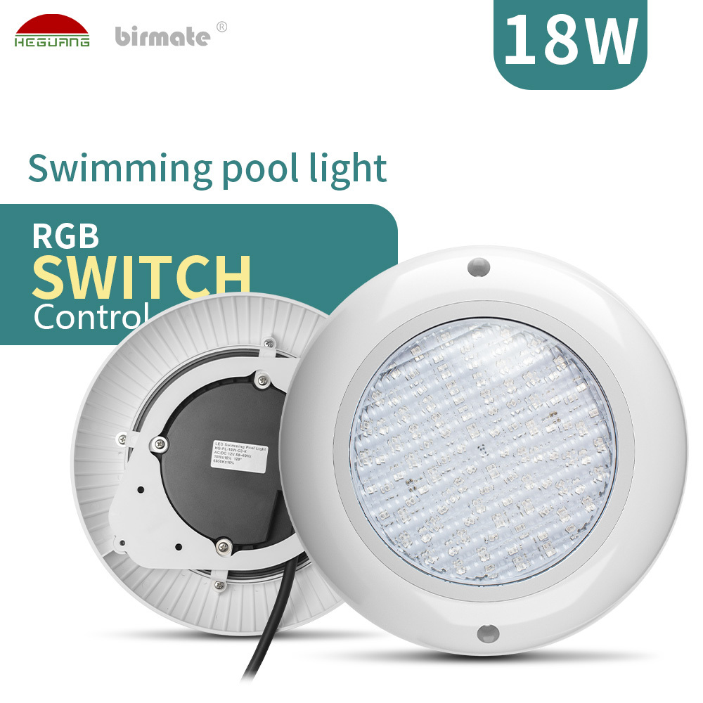18W IP68 Structure Waterproof Switch Control LED Surface Mounted Swimming Light