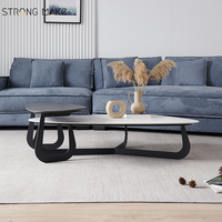 Ensemble de 2 tables basses de luxe en céramique noire modernes pour salon et maison