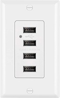 Prise murale USB haute vitesse avec 4 prises CA, 2 ports Type-C et 2 ports Type-A, indicateur LED, mise à la terre automatique, 15A