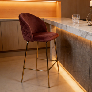 Tabourets de <span class=keywords><strong>bar</strong></span> hauts en velours rose poudré, hauteur 65 cm, avec dossier, pour comptoir, cuisine, <span class=keywords><strong>bar</strong></span> à domicile, pub, salle à manger, petit-déjeuner - Product Image 3