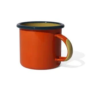 Großhandel Vintage Souvenir Emaille Kaffeetasse Emaille ware Custom Emaille Camping Lagerfeuer Tasse Custom ized Logo Retro Becher