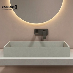 Lavabo de Concreto Pigmentado Saturado, Lavabo de Tono Sofisticado para Diseño de Interiores de Baños Minimalistas en Villas de Lujo - Product Image 1