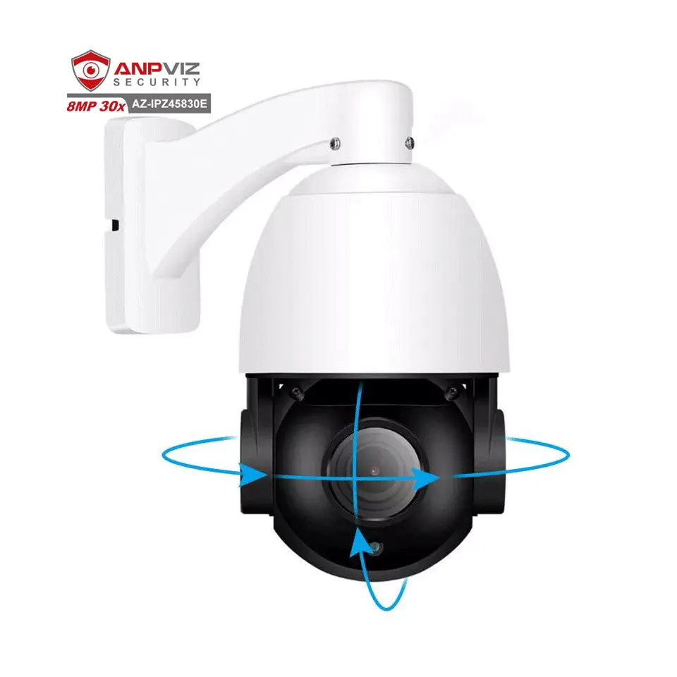 ANPVIZ 4K IP camera 8MP POE PTZ 30X Zoom Speed Dome camera CCTV Built in Mic up to IR Distance 80m cctv camera security