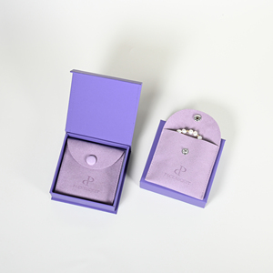 PackSecret Luxury Single <b>Button</b> Full Cover Microfiber Purple Jewelry Pouch Custom Deboss Logo Premium <b>Magnetic</b> Box for Full - Product Image 5